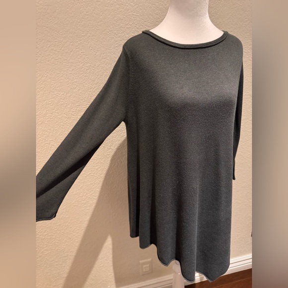 Joan Vass Studio Oversized Asymmetric Tunic – Dark Sage Green – Size M - Picture 1 of 14